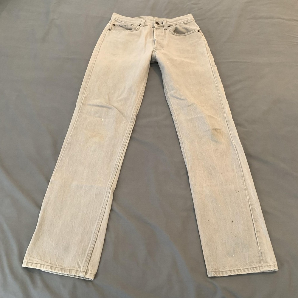 Vintage Levis 501 Jeans Mens 31x34 Gray Light Wash Straight Button Fly Denim 90s